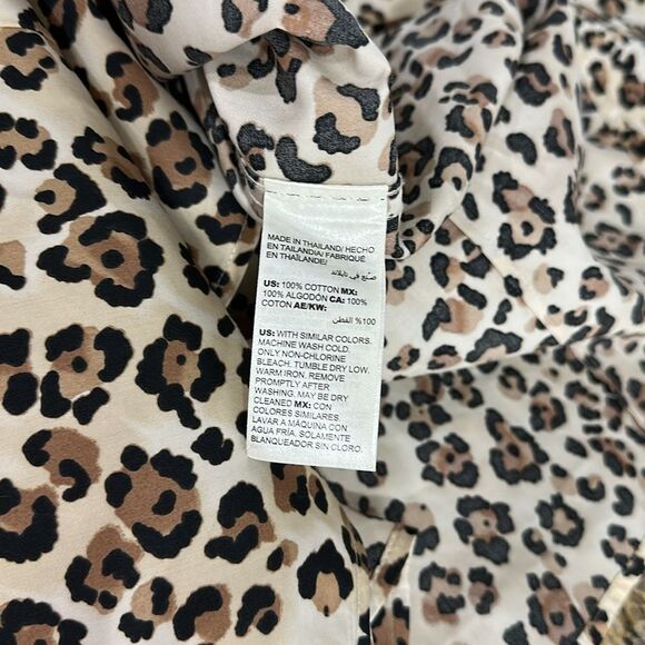 Chico’s No-Iron Leopard Print Cotton Long Sleeve Button Down Shirt Size 12/14 - Picture 7 of 11